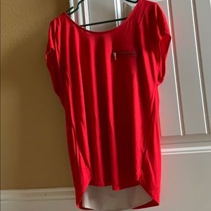 rayon/polyester red and beige top from The Limited